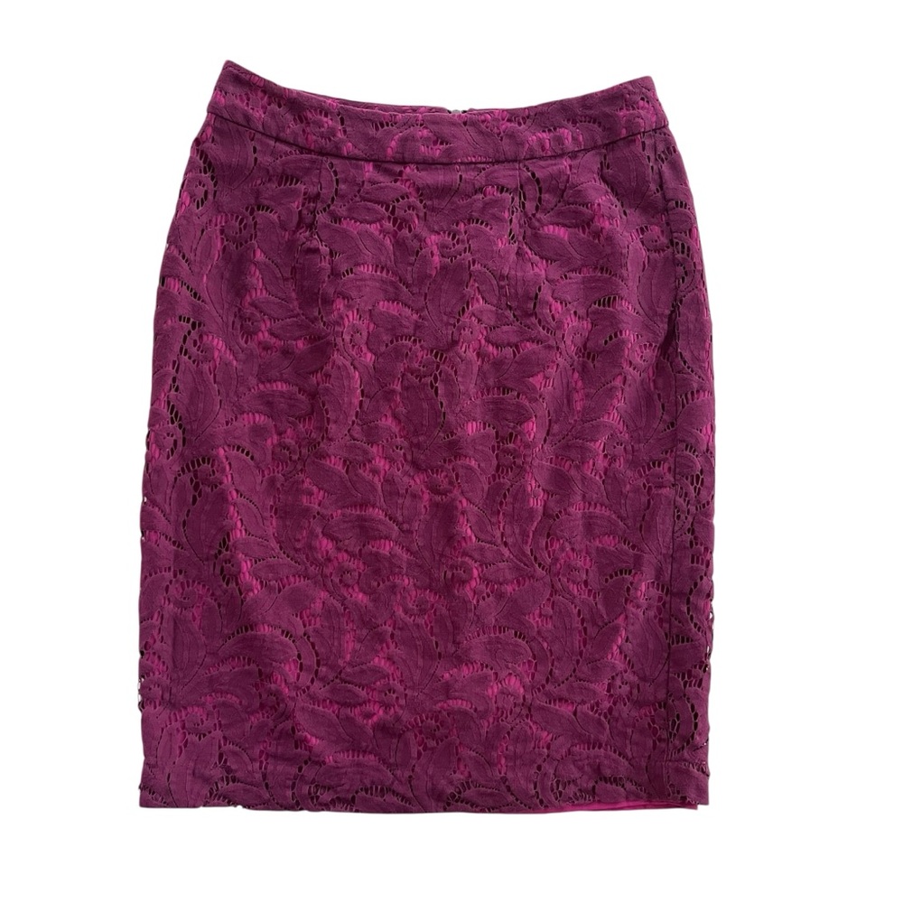 Cabi Women’s S Plumberry Magenta Floral Lace Overlay Pencil Skirt 922 Girly Chic
